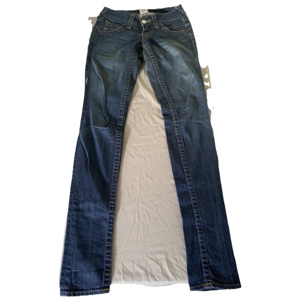 True Religion Julie Skinny Jeans Womens 24 Dark Wash Low Rise Made in USA Denim